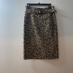 Grace leopard print belted pencil skirt